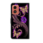 For Motorola Moto G04 Crystal 3D Shockproof Protective Leather Phone Case(Purple Flower Butterfly)