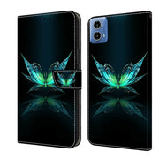 For Motorola Moto G34 Crystal 3D Shockproof Protective Leather Phone Case(Reflection Dutterfly)