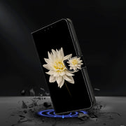 For Motorola Moto G34 Crystal 3D Shockproof Protective Leather Phone Case(White Flower)