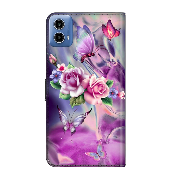 For Motorola Moto G34 Crystal 3D Shockproof Protective Leather Phone Case(Butterfly) - Motorola Cases by PMC TechLife | Online Shopping South Africa | PMC TechLife | Buy Now Pay Later Mobicred