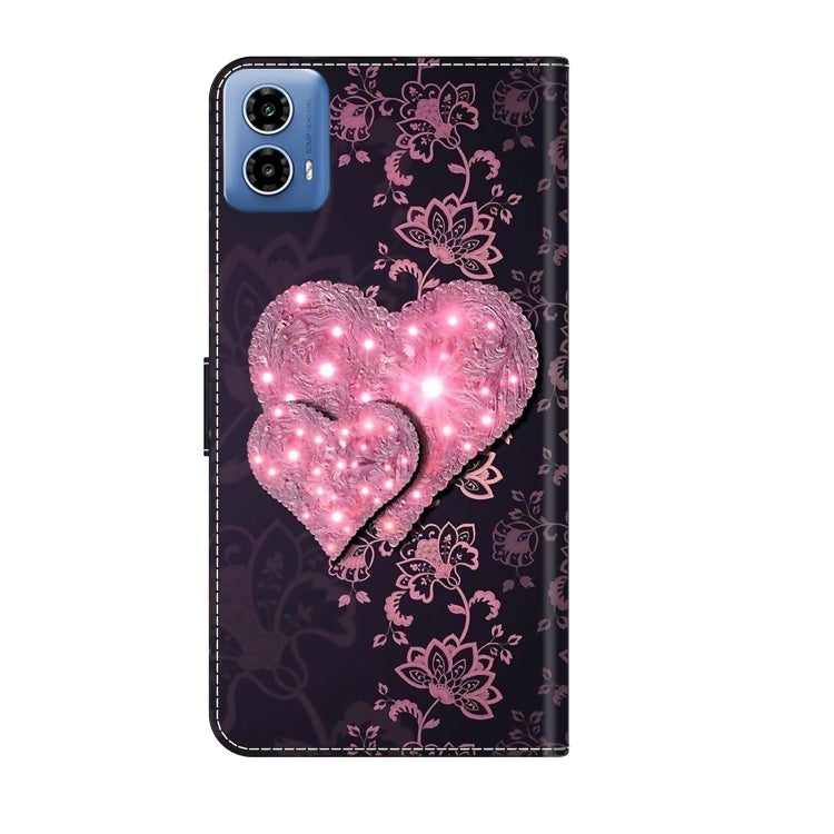 For Motorola Moto G34 Crystal 3D Shockproof Protective Leather Phone Case(Lace Love)