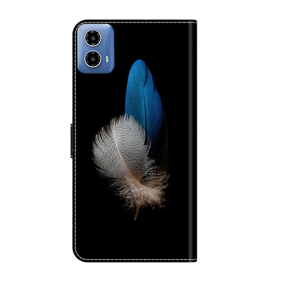 For Motorola Moto G34 Crystal 3D Shockproof Protective Leather Phone Case(Two Branches)