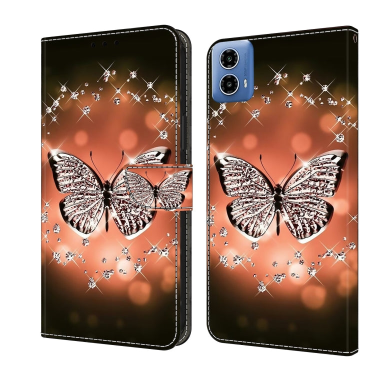 For Motorola Moto G34 Crystal 3D Shockproof Protective Leather Phone Case(Crystal Butterfly) - Motorola Cases by PMC TechLife | Online Shopping South Africa | PMC TechLife | Buy Now Pay Later Mobicred