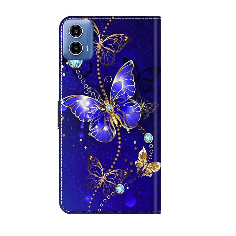 For Motorola Moto G34 Crystal 3D Shockproof Protective Leather Phone Case(Diamond Butterfly) - Motorola Cases by PMC TechLife | Online Shopping South Africa | PMC TechLife | Buy Now Pay Later Mobicred