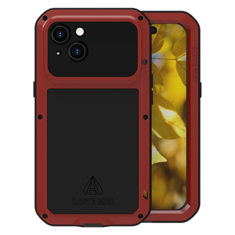 For iPhone 15 LOVE MEI Metal Shockproof Life Waterproof Dustproof Phone Case(Red) - iPhone 15 Cases by LOVE MEI | Online Shopping South Africa | PMC TechLife | Buy Now Pay Later Mobicred