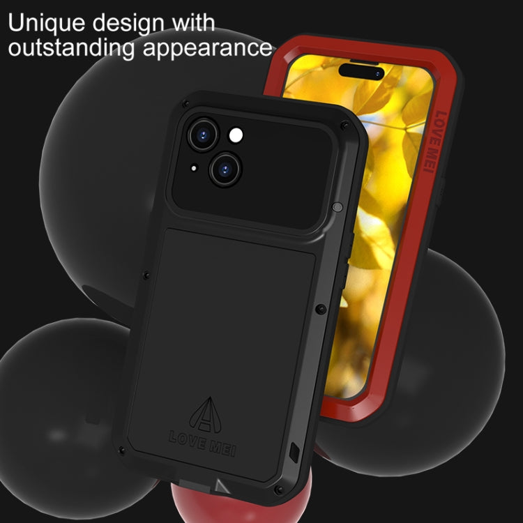 For iPhone 15 LOVE MEI Metal Shockproof Life Water-resistant Dustproof Phone Case(White)