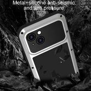 For iPhone 15 LOVE MEI Metal Shockproof Life Water-resistant Dustproof Phone Case(Army Green)