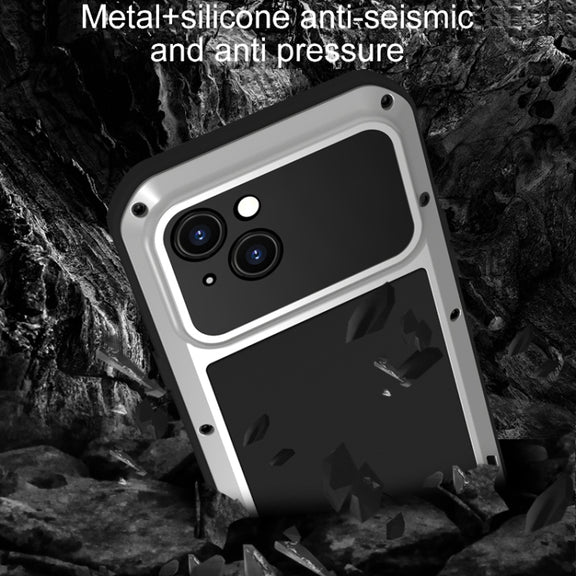 For iPhone 15 LOVE MEI Metal Shockproof Life Water-resistant Dustproof Phone Case(Army Green)