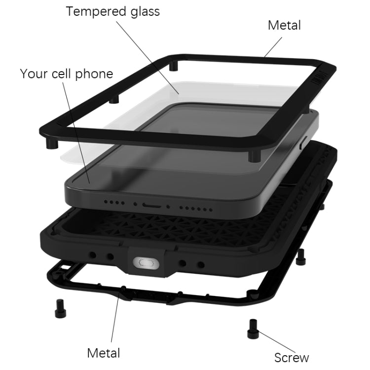 For iPhone 15 Plus LOVE MEI Metal Shockproof Life Water-resistant Dustproof Phone Case(White)