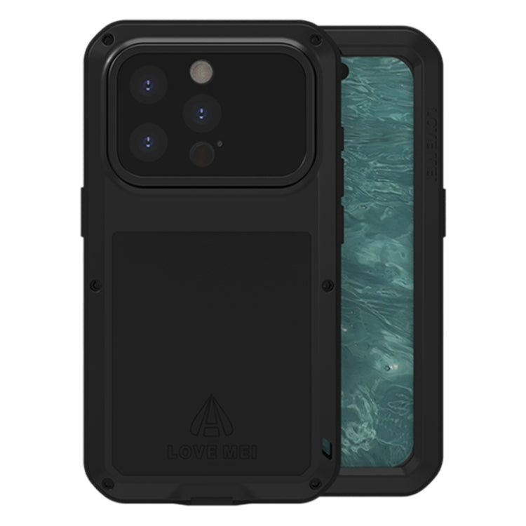 For iPhone 15 Pro LOVE MEI Metal Shockproof Life Waterproof Dustproof Phone Case(Black) - iPhone 15 Pro Cases by LOVE MEI | Online Shopping South Africa | PMC TechLife | Buy Now Pay Later Mobicred
