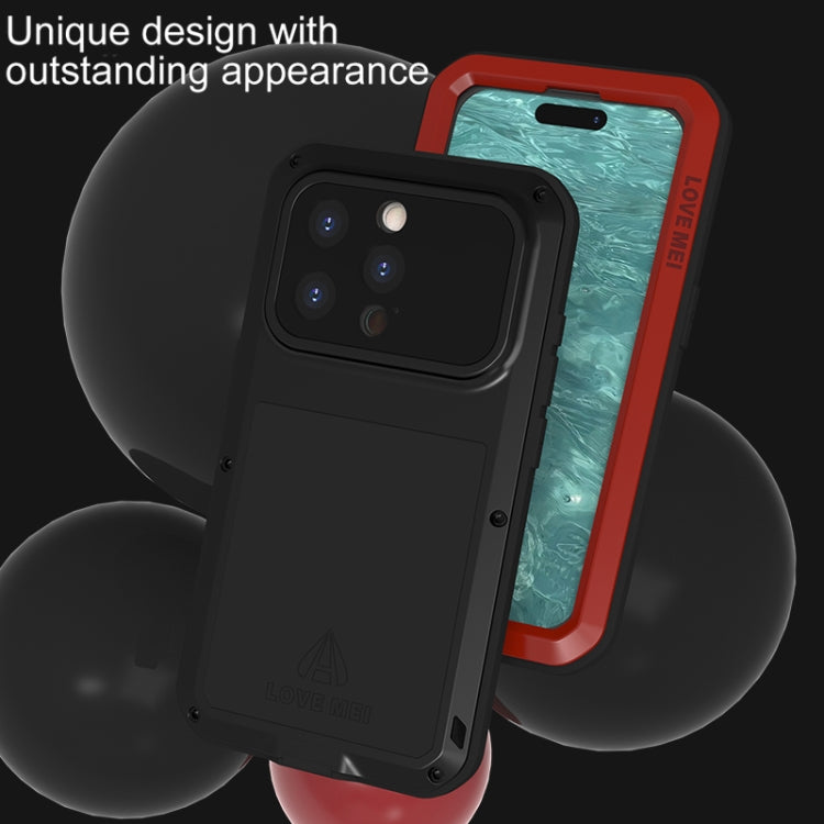 For iPhone 15 Pro LOVE MEI Metal Shockproof Life Waterproof Dustproof Phone Case(Black) - iPhone 15 Pro Cases by LOVE MEI | Online Shopping South Africa | PMC TechLife | Buy Now Pay Later Mobicred