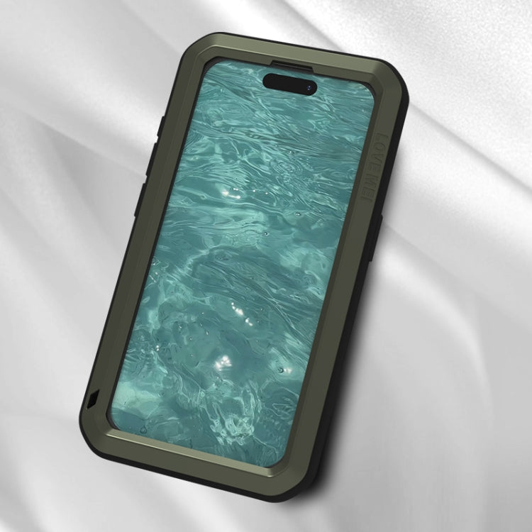 For iPhone 15 Pro LOVE MEI Metal Shockproof Life Water-resistant Dustproof Phone Case(Silver)