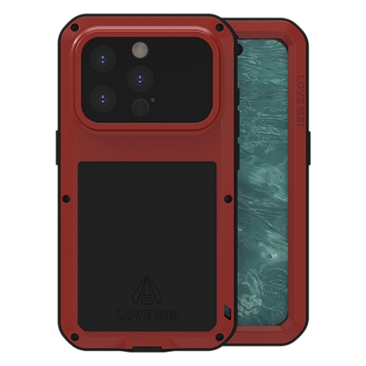For iPhone 15 Pro LOVE MEI Metal Shockproof Life Waterproof Dustproof Phone Case(Red) - iPhone 15 Pro Cases by LOVE MEI | Online Shopping South Africa | PMC TechLife | Buy Now Pay Later Mobicred
