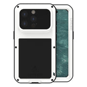 For iPhone 15 Pro LOVE MEI Metal Shockproof Life Water-resistant Dustproof Phone Case(White)