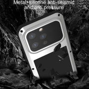 For iPhone 15 Pro LOVE MEI Metal Shockproof Life Water-resistant Dustproof Phone Case(White)