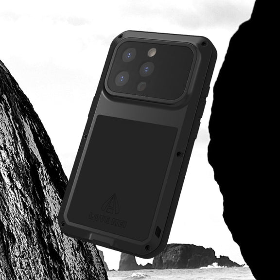 For iPhone 15 Pro LOVE MEI Metal Shockproof Life Water-resistant Dustproof Phone Case(Army Green)