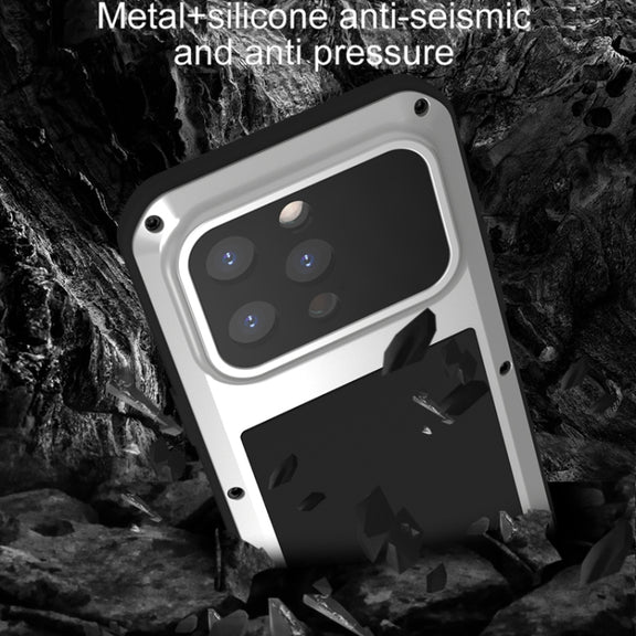 For iPhone 15 Pro LOVE MEI Metal Shockproof Life Water-resistant Dustproof Phone Case(Army Green)