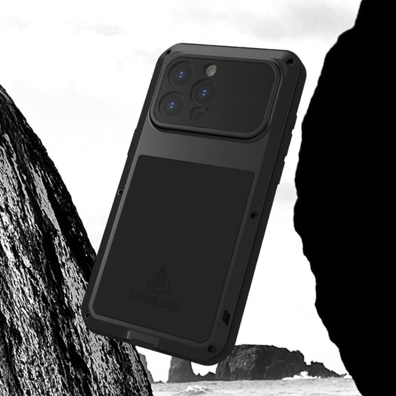 For iPhone 15 Pro Max LOVE MEI Metal Shockproof Life Water-resistant Dustproof Phone Case(White)