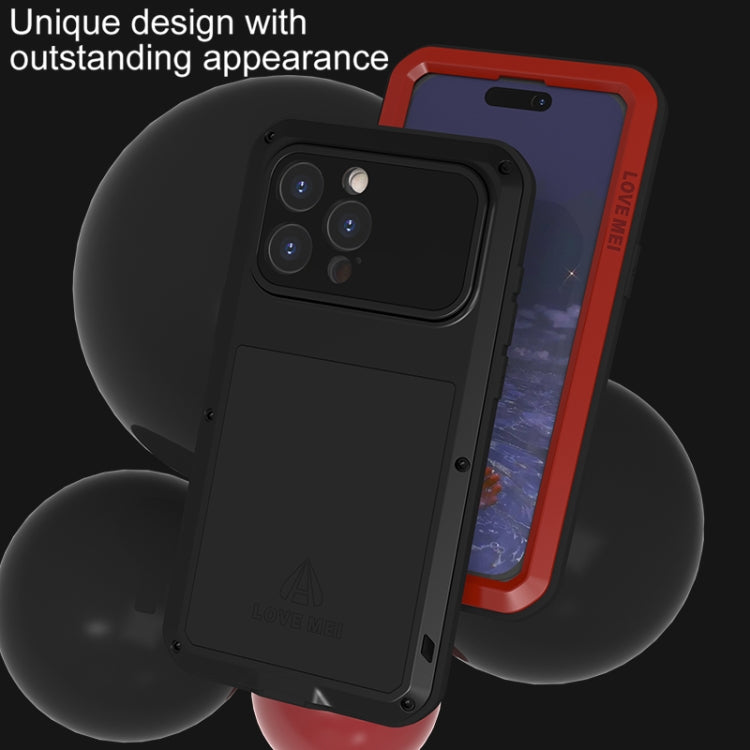 For iPhone 15 Pro Max LOVE MEI Metal Shockproof Life Water-resistant Dustproof Phone Case(White)