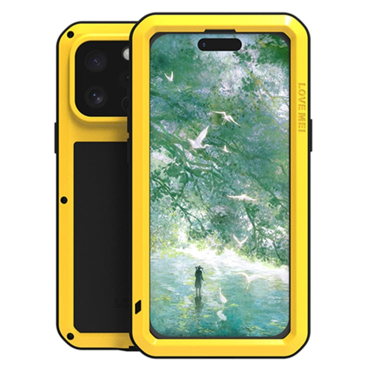 For iPhone 16 Pro Max LOVE MEI Metal Shockproof Life Waterproof Dustproof Phone Case(Yellow) - free shipping - PMC Jewellery - Order now!