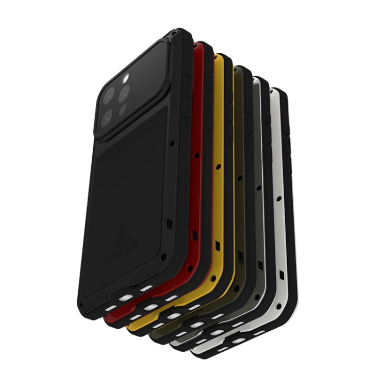For iPhone 16 Pro Max LOVE MEI Metal Shockproof Life Waterproof Dustproof Phone Case(Yellow) - free shipping - PMC Jewellery - Order now!