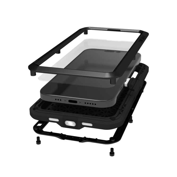 For iPhone 16 Pro LOVE MEI Metal Shockproof Life Waterproof Dustproof Phone Case(Silver) - free shipping - PMC Jewellery - Order now!