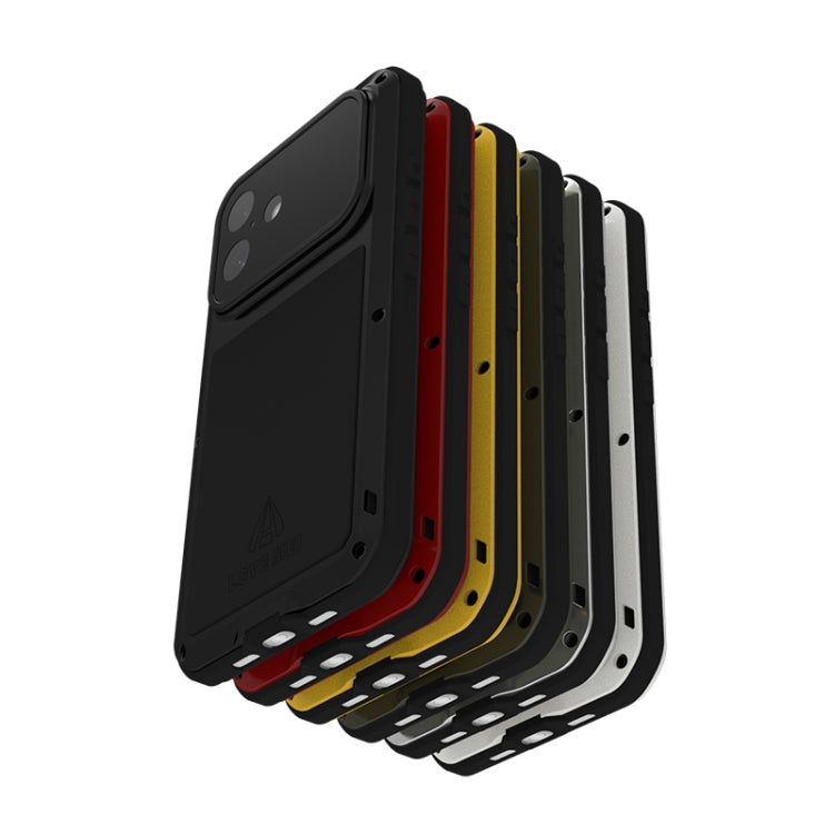 For iPhone 16 LOVE MEI Metal Shockproof Life Waterproof Dustproof Phone Case(Silver) - free shipping - PMC Jewellery - Order now!