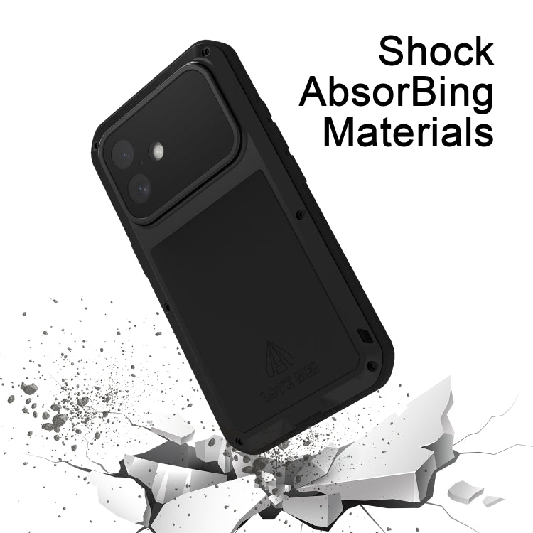 For iPhone 16 LOVE MEI Metal Shockproof Life Waterproof Dustproof Phone Case(Silver) - free shipping - PMC Jewellery - Order now!