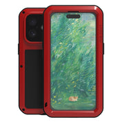 For iPhone 16 LOVE MEI Metal Shockproof Life Water-resistant Dustproof Phone Case(Red)