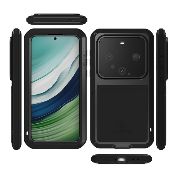 For Huawei Mate 60 LOVE MEI Metal Shockproof Life Water-resistant Dustproof Phone Case(Black)
