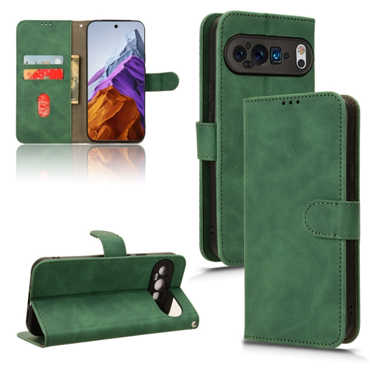 For Google Pixel 9 Pro Skin Feel Magnetic Flip Leather Phone Case(Green) - Google Cases by PMC TechLife | Online Shopping South Africa | PMC TechLife | Buy Now Pay Later Mobicred