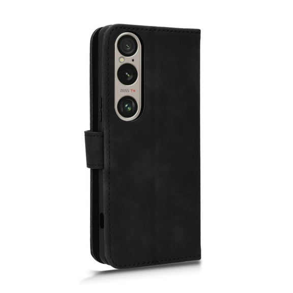 For Sony Xperia 1 VI 2024 Skin Feel Magnetic Flip Leather Phone Case(Black)