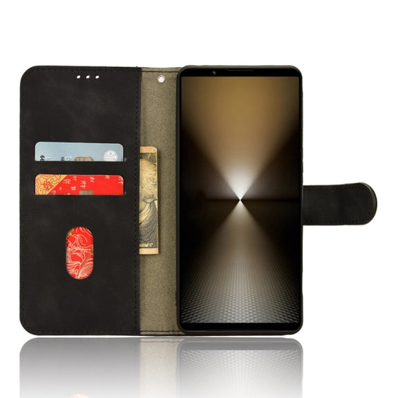 For Sony Xperia 1 VI 2024 Skin Feel Magnetic Flip Leather Phone Case(Black)