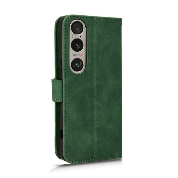 For Sony Xperia 1 VI 2024 Skin Feel Magnetic Flip Leather Phone Case(Green)
