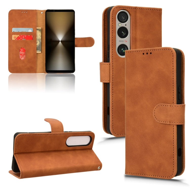 For Sony Xperia 1 VI 2024 Skin Feel Magnetic Flip Leather Phone Case(Brown) - Sony Cases by PMC Jewellery | Online Shopping South Africa | PMC Jewellery | Buy Now Pay Later Mobicred