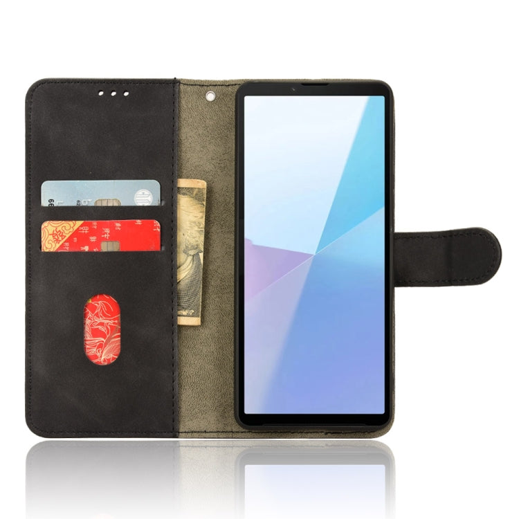 For Sony Xperia 10 VI 2024 Skin Feel Magnetic Flip Leather Phone Case(Black) - Sony Cases by PMC Jewellery | Online Shopping South Africa | PMC Jewellery | Buy Now Pay Later Mobicred