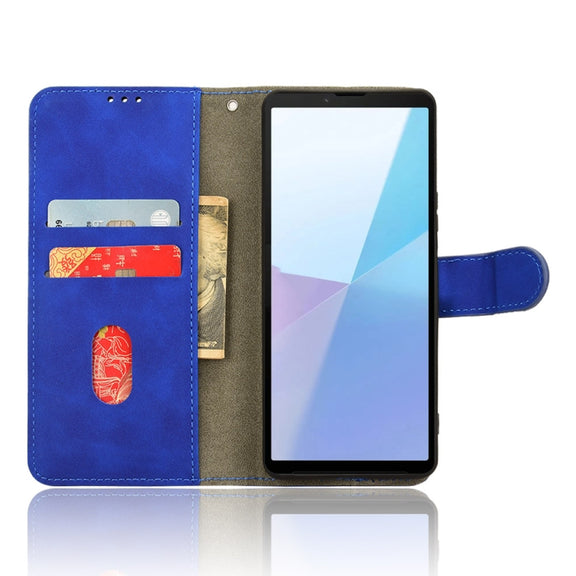 For Sony Xperia 10 VI 2024 Skin Feel Magnetic Flip Leather Phone Case(Blue)