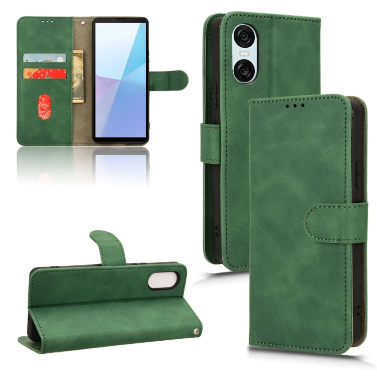 For Sony Xperia 10 VI 2024 Skin Feel Magnetic Flip Leather Phone Case(Green) - Sony Cases by PMC Jewellery | Online Shopping South Africa | PMC Jewellery | Buy Now Pay Later Mobicred