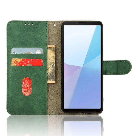 For Sony Xperia 10 VI 2024 Skin Feel Magnetic Flip Leather Phone Case(Green)