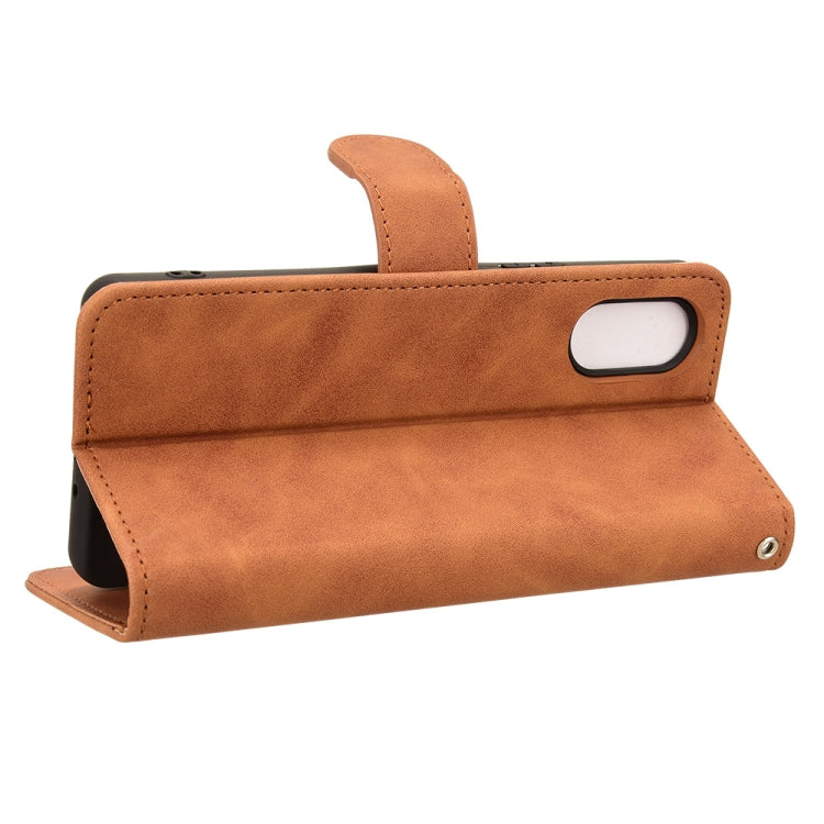 For Sony Xperia 10 VI 2024 Skin Feel Magnetic Flip Leather Phone Case(Brown)