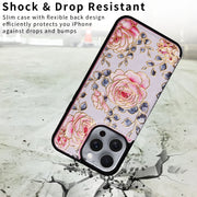 For iPhone 16 Pro Max Printed Double Buckle RFID Anti-theft Phone Case(Pastoral Rose)