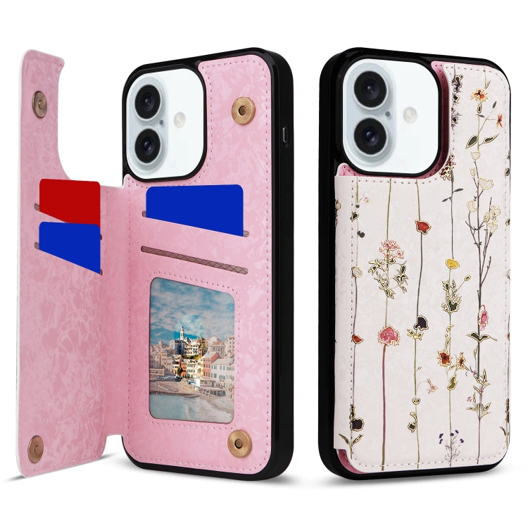 For iPhone 16 Plus Printed Double Buckle RFID Anti-theft Phone Case(Dried Flower World) - free shipping - PMC TechLife - Order now!
