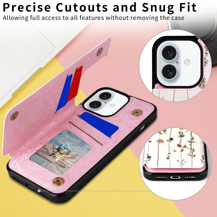 For iPhone 16 Plus Printed Double Buckle RFID Anti-theft Phone Case(Dried Flower World) - free shipping - PMC TechLife - Order now!