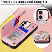 For iPhone 16 Printed Double Buckle RFID Anti-theft Phone Case(Pastoral Rose)
