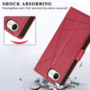 For iPhone 16e PU Genuine Leather Texture Embossed Line Phone Case(Red)