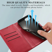 For iPhone 16e PU Genuine Leather Texture Embossed Line Phone Case(Red)