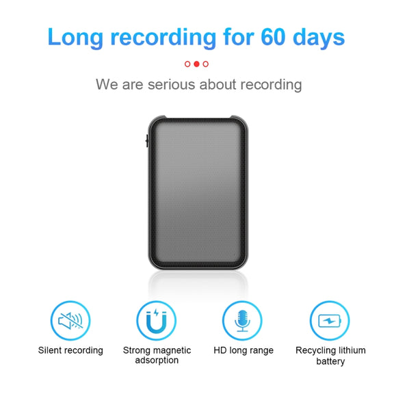 JNN Q75 Magnetic Power Bank Smart Voice Recorder, Memory:64GB(Black)