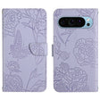 For Google Pixel 9 Pro Skin Feel Butterfly Embossed Flip Leather Phone Case(Purple) - Google Cases by PMC TechLife | Online Shopping South Africa | PMC TechLife | Buy Now Pay Later Mobicred