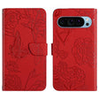 For Google Pixel 9 Pro Skin Feel Butterfly Embossed Flip Leather Phone Case(Red) - Google Cases by PMC TechLife | Online Shopping South Africa | PMC TechLife | Buy Now Pay Later Mobicred