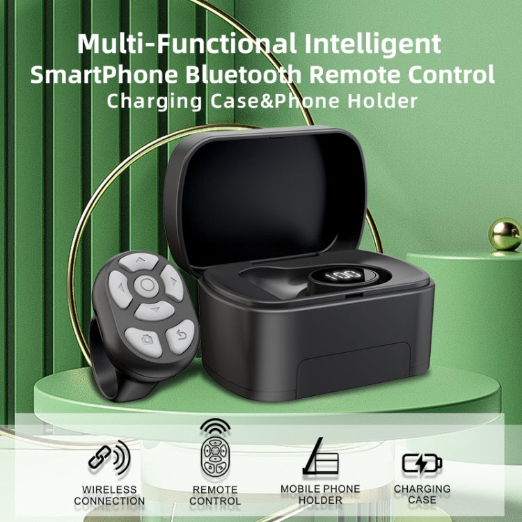 S20 Portable Smart Wireless Bluetooth Ring Remote Control with Charging Case(Black)
